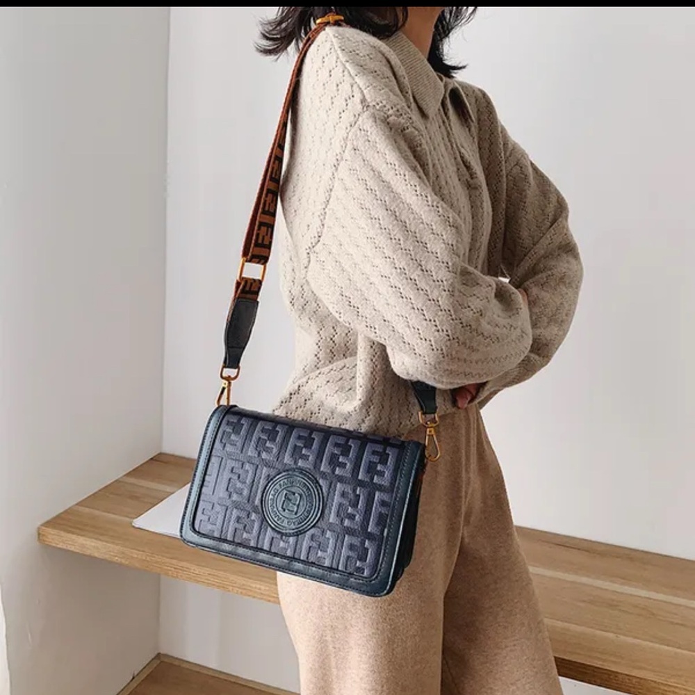 Elegant DARK BLUE Designer Shoulder Bag